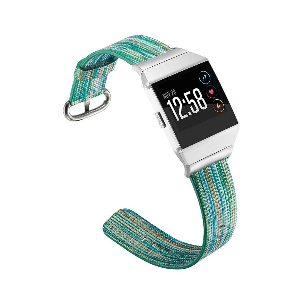 G Кожаный ремешок для Fitbit ионический ремешок Радужный ремешок замена Смарт аксессуары с застежкой из нержавеющей стали 8,15 - Цвет: G