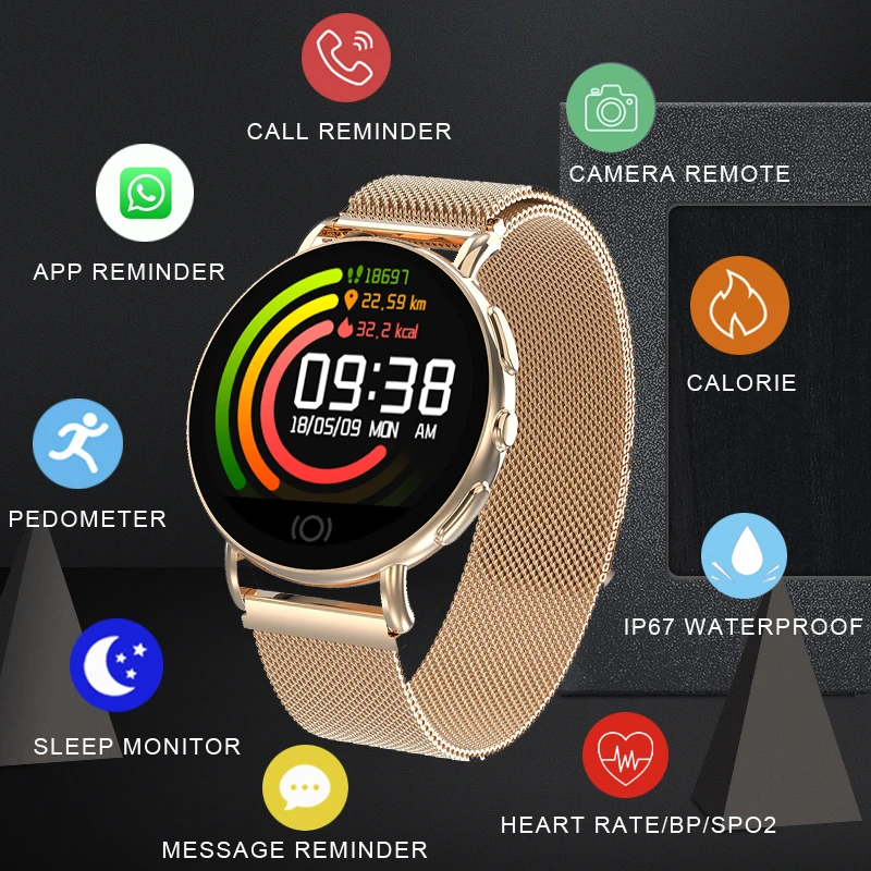 Toleda T7 Reloges deportivo inteligente smart watch blood pressure health tracker women smartwatch heart rate premium gift