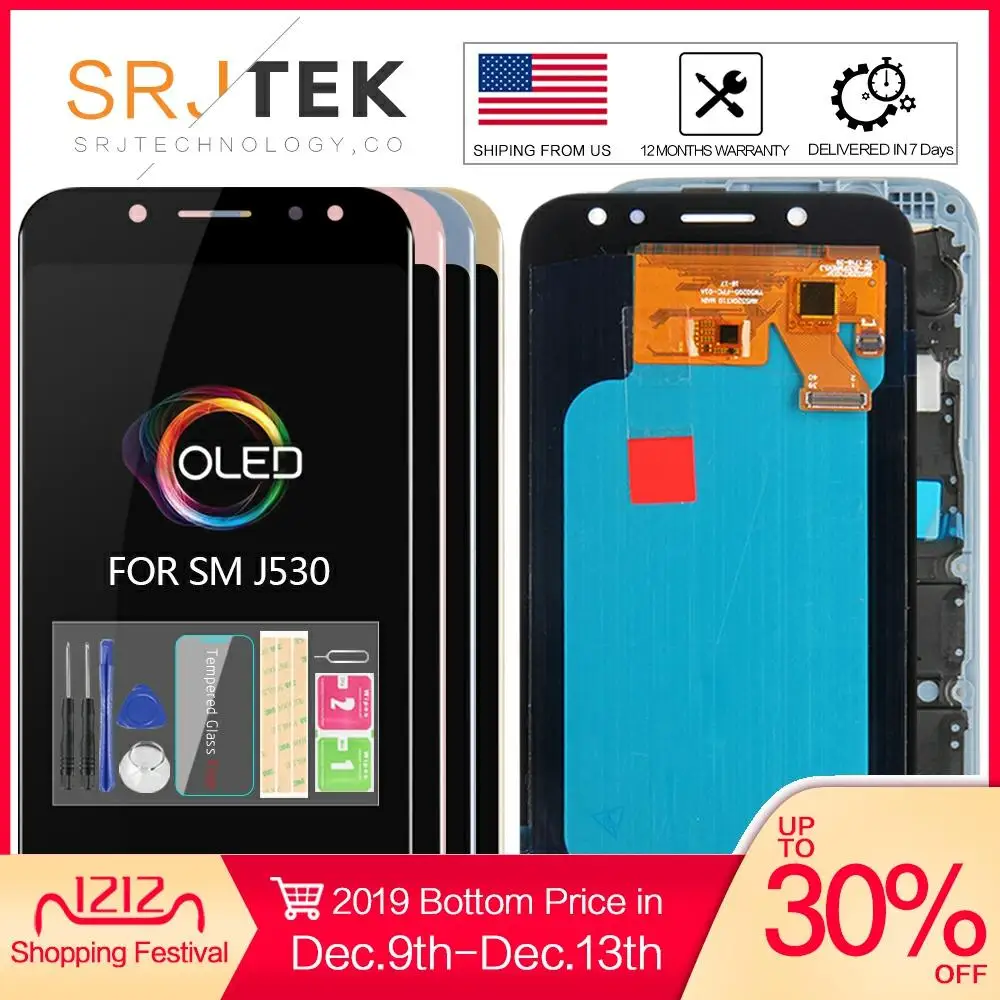Najtaniej AMOLED TFT J530F ekran LCD do Samsung J5 2017 wyświetlacz J5 2017 LCD J530 LCD dotykowy digitizer szkło dla GALAXY wyświetlacz J5 Pro