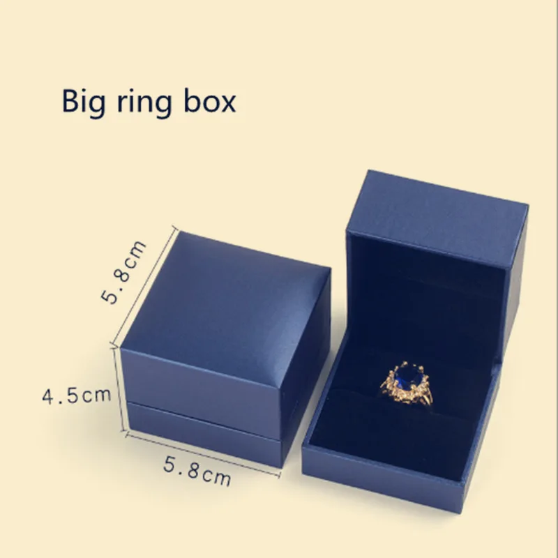 Синий Романтический ювелирный подарок упаковка коробка кулон Чехол Дисплей для серьги ожерелье кольца коробка - Цвет: Big ring box