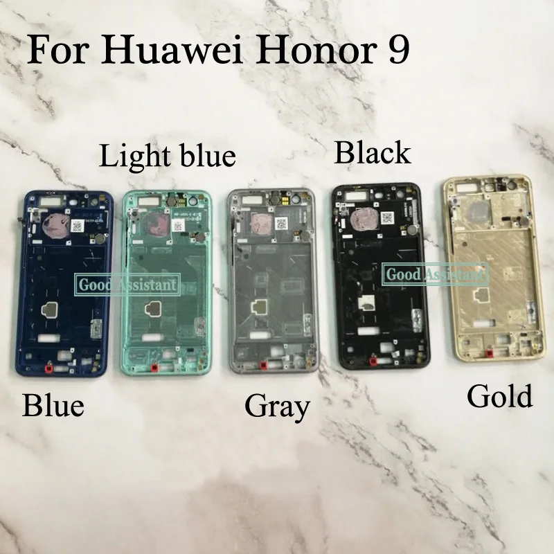 Б/у для Huawei Honor 9 STF-AL10 STF-AL00 STF-TL10 спереди Корпус шасси пластина ЖК-дисплей Дисплей Лицевая панель на переднюю раму