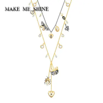 

Lady SWA Double Necklace Explore Fantasy Mysterious Elf Retro Elk Butterfly Insect Crystal Animal Clavicle Chain Pendant Jewelry