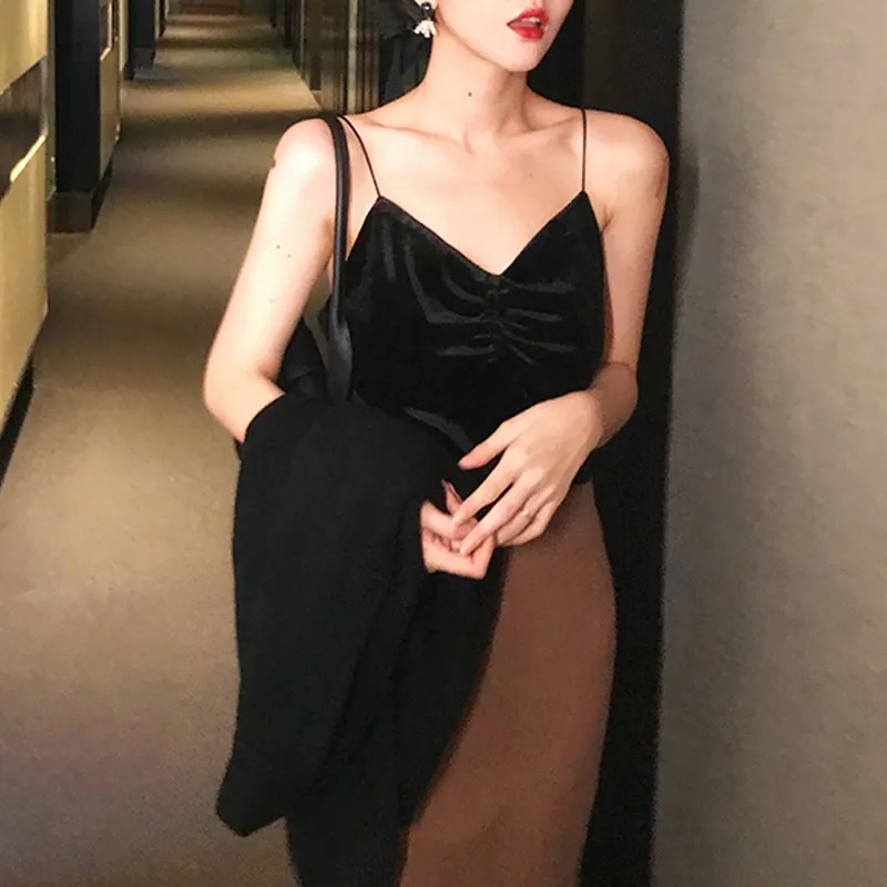 black tank top RICININA, винтажный женский топ, короткий топ,, v-образный вырез, без рукавов, на пуговицах, одноцветные, вечерние топы, женские топы, сексуальный жилет, Женская Клубная одежда - Цвет: black tank top