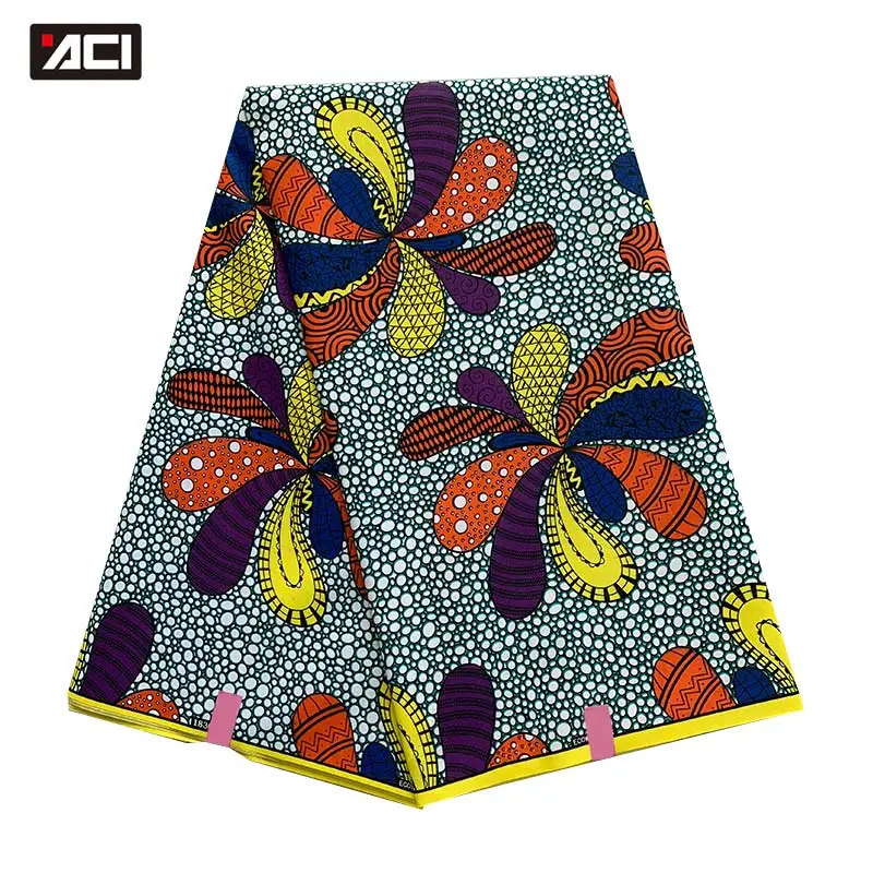 ACI новая Анкара ткань Африканская настоящая восковая печать Tissu полиэстер африканская восковая Ткань 6 ярдов/шт настоящий воск оттиски для печати на ткани