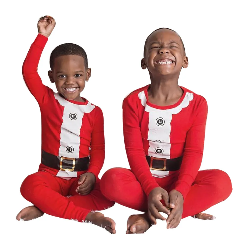 Модная одежда для детей, детская одежда для девочек комплекты хлопкового детского белья с О-образным вырезом одежда для малышей мальчиков футболка топы, штаны пижамы Рождественский набор семейная одежда H4