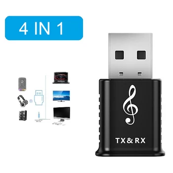 

Portable Mini Music USB Bluetooth 5.0 Transmitter Receiver 3.5mm HIFI Stereo AUX 4 IN 1 Bluetooth Adapter For Car Speaker TV PC