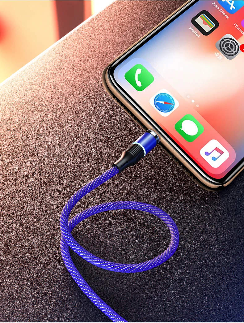 Cafele высокотехнологичный светодиодный QC3.0 Магнитный usb-кабель для iPhone Micro USB кабель type C плетеный кабель зарядное устройство для samsung Xiaomi huawei