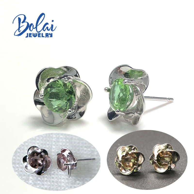 Bolaijewelry, серьги из зултанита, меняющие цвет драгоценные камни с 925 стерлингового серебра, розовые маленькие серьги-гвоздики, хорошее ювелирное изделие для девушек