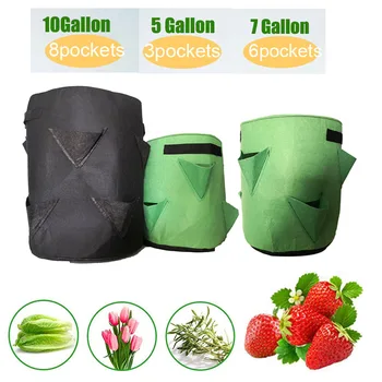 

5/7/10 Gallon Garden Tool Pocket Flower Jardin Plant Grow Bag Strawberry Vertical Pouch Root Round Reusable Pot