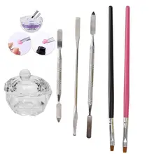 Инструменты для ногтей, 6 шт., набор инструментов для наращивания ногтей, набор инструментов для маникюра, ручка для перемешивания стержня, контейнер, чашка для ногтей, аксессуары