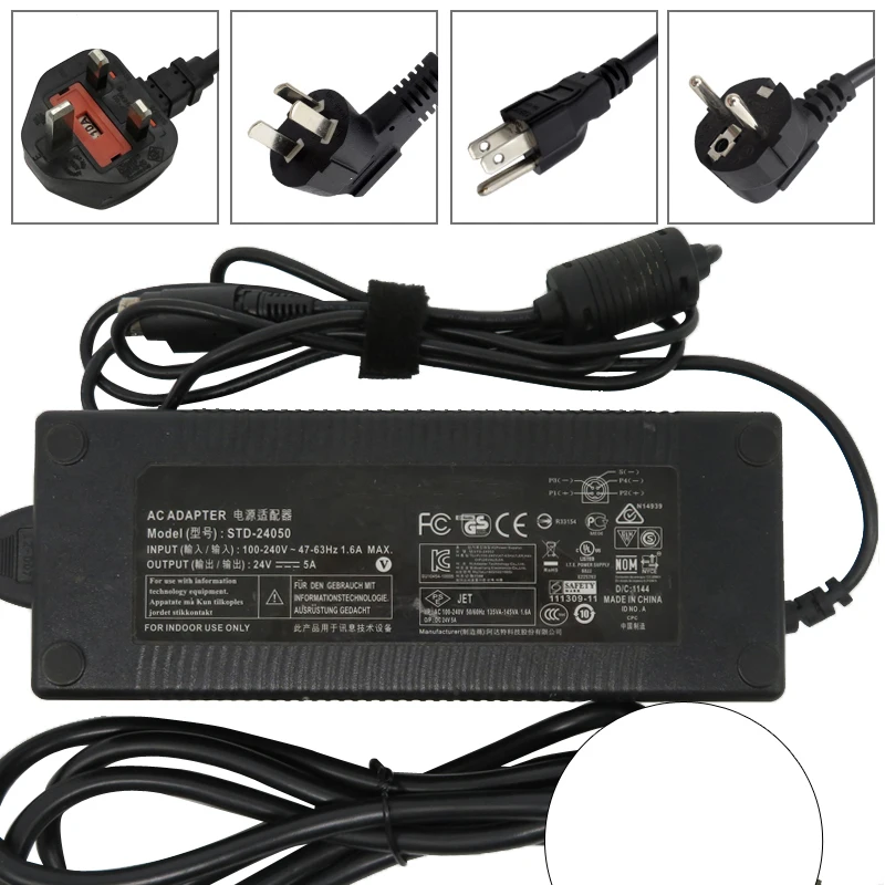 Для 4 Pin адаптер Tech STD-24050 Питание Зарядное устройство 24V 5A 100-240V 47-63 Гц 1.6A-б/у