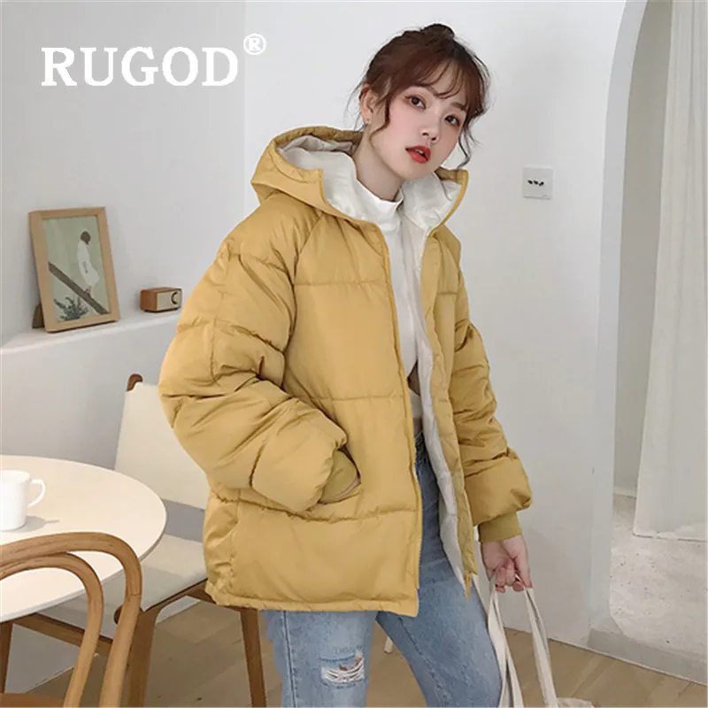 RUGOD, корейский стиль, пуховик для женщин, новинка, куртки на молнии, большие размеры, пальто, зимняя верхняя одежда, консервативный стиль