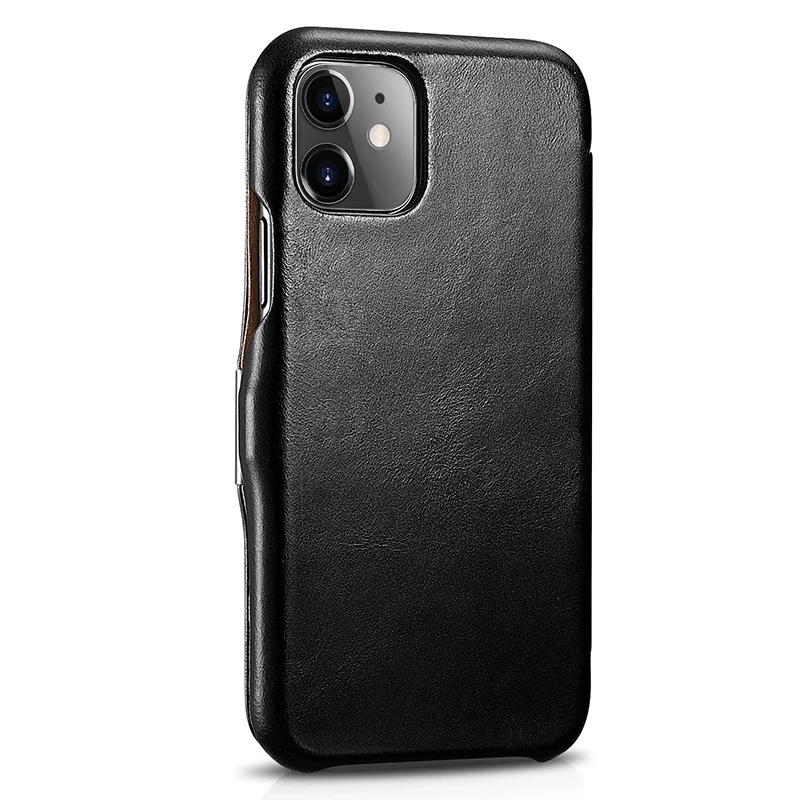 Черный ICarer Роскошный чехол из натуральной кожи для iphone 11 Pro Max 5,8 6,1 6,5 Чехол-книжка из натуральной кожи для iphone 11/Pro/Max - Цвет: Черный