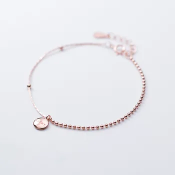 

100% Real 925 Sterling Silver Round Engraved With Lucky Letters Bracelet For Women Lady Daughter Jewelry Gift