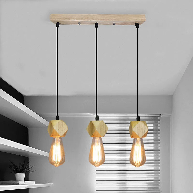 

vintage led wood pendant light art dining room modern hang lamp e27 nordic pendant lights living room restaurants bar droplight