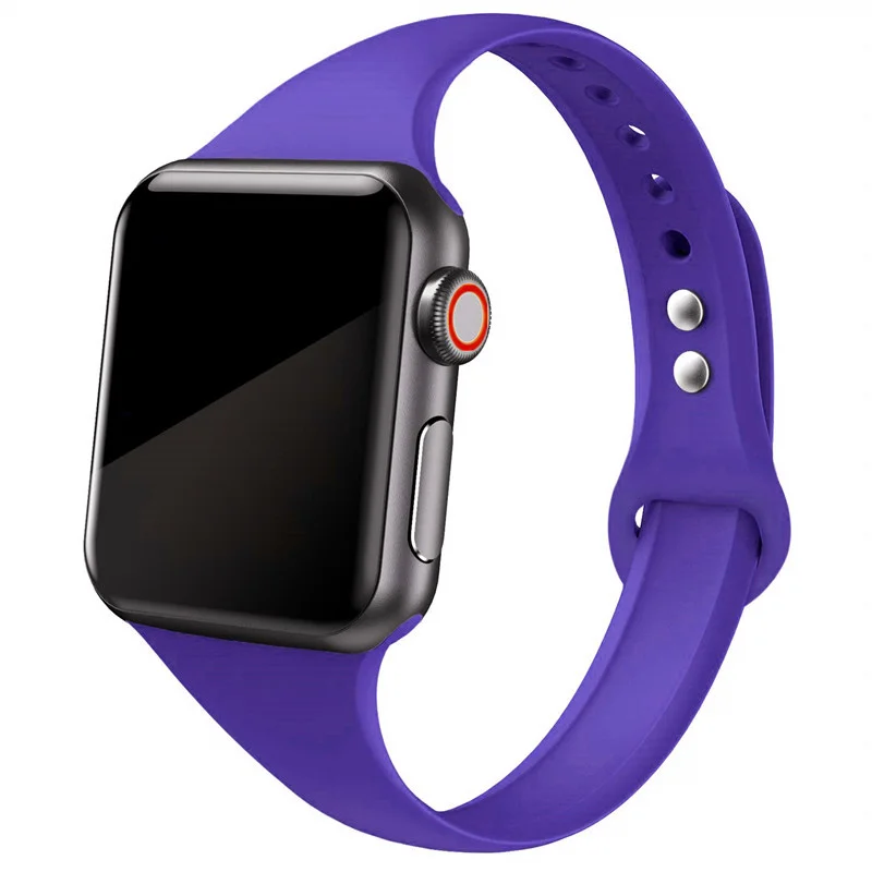 purple 7 Ремешок для apple watch, ремешок для apple watch 5, 4, 3, 2, iWatch, ремешок 42 мм, correa, 38 мм, 44 мм, 40 мм, силиконовый браслет pulseira, ремешок для часов - Цвет ремешка: purple 7