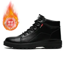 Сезон осень-зима; кожаные водонепроницаемые зимние мужские ботинки; меховая плюшевая теплая обувь; мужские повседневные ботинки; кроссовки; уличные зимние ботинки