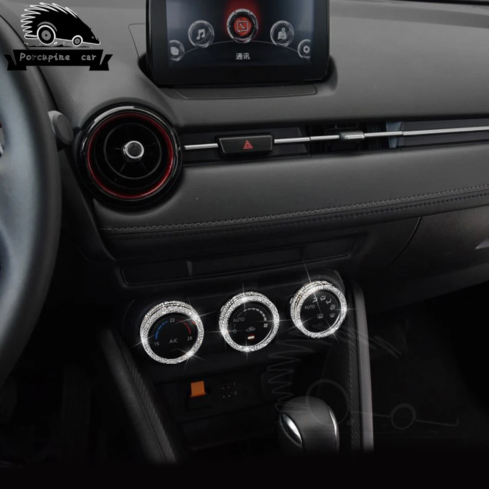 Алмазная Автомобильная центральная консоль воздушная Кнопка кондиционера панель Крышка отделка украшения наклейки для Mazda CX3 CX-3