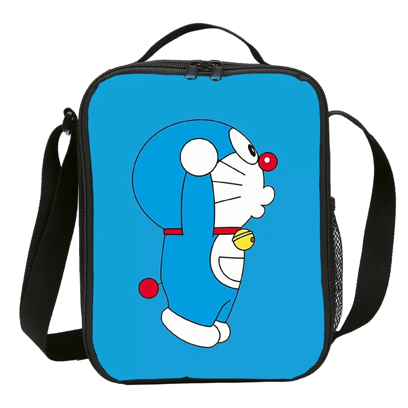 Милые Doraemon принты термо сумки для ланча девушки Портативная сумка для пикника Bento плечо путешествия пикника фрукты коробка для сохранения свежести еды - Цвет: Красный