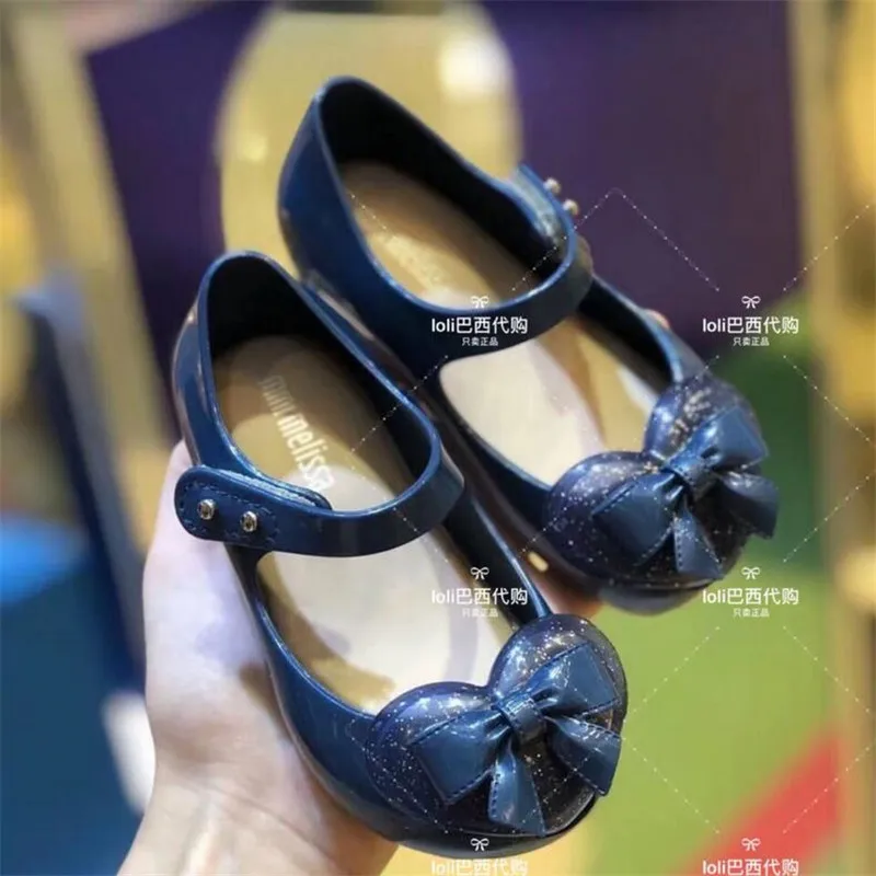 Mini Melissa/ г.; летняя прозрачная обувь из ПВХ для девочек; модные стильные мягкие туфли принцессы с бантом для маленьких девочек; пляжные сандалии на плоской подошве