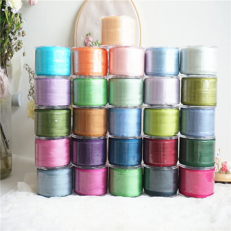 

4mmx10m/roll 30solid colors ins style 100% pure silk embroidery ribbon thin taffeta silk edge ribbon Anya Ribbon Handcraft