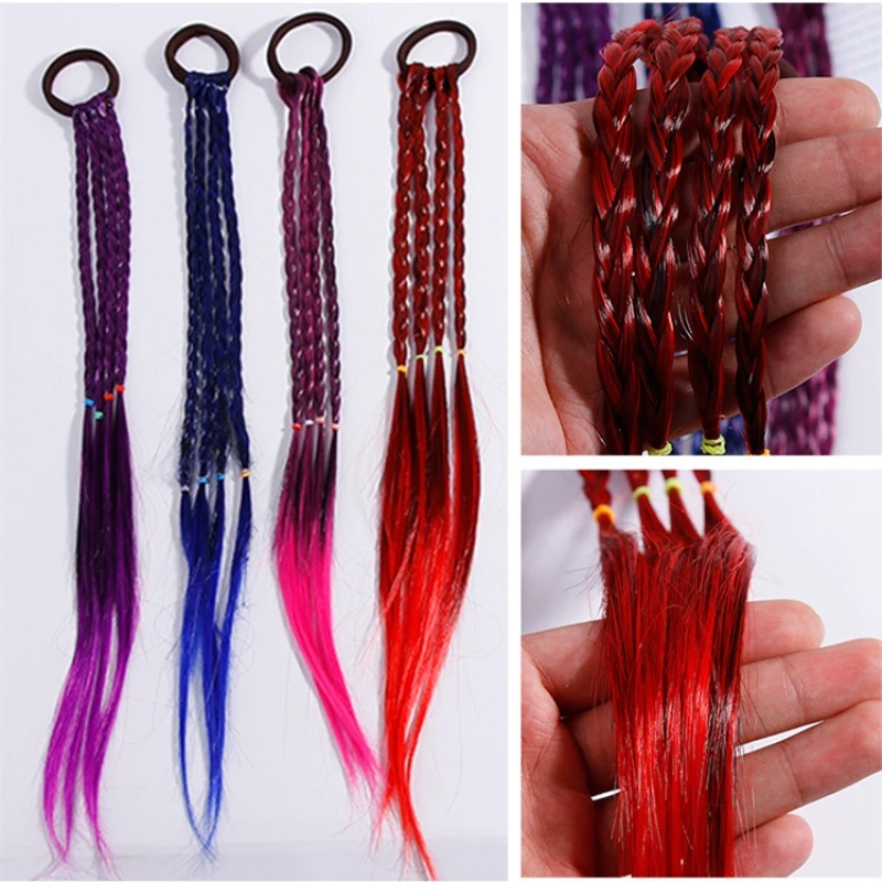 

1pc New Girls Colorful Wigs Ponytail Hair Accessories Headbands Rubber Bands Beauty Hair Bands Headwear Kids Head Band