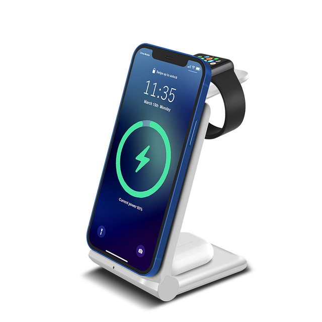 3 in 1 Wireless Charger for iPhone 13 12 11 XS XR X 8 Apple Watch 7 6 SE Airpods Pro Fast Charging Stand For Samsung S20 S10