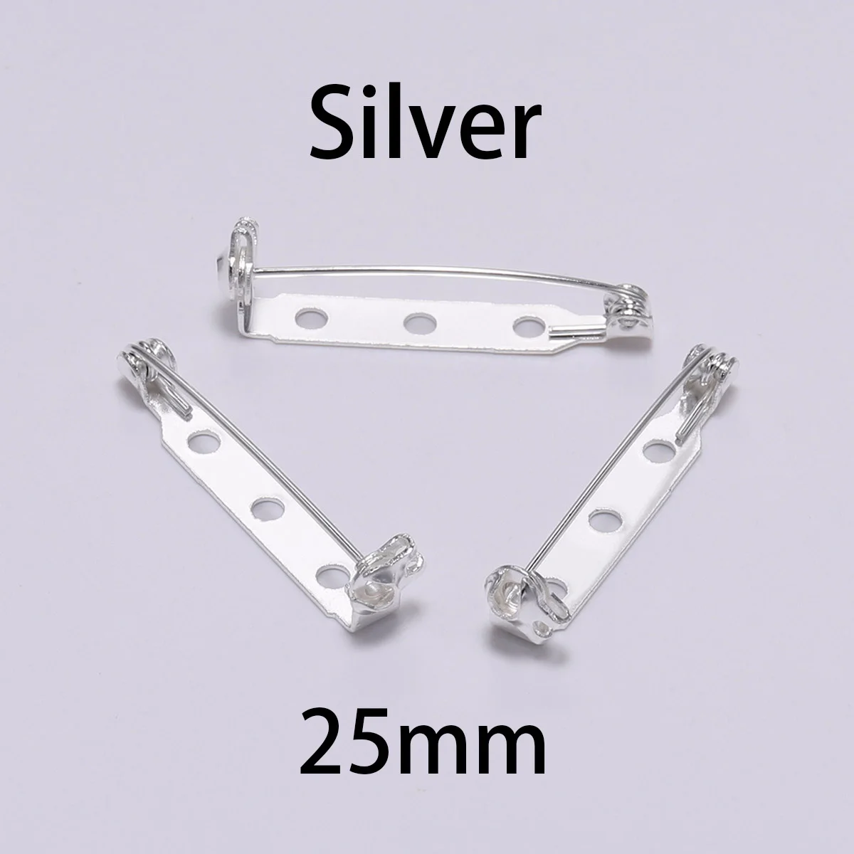 Silver-25mm 20 шт., 20, 25, 32 мм, брошь с покрытием, зажим, основа, пустая, безопасный замок, брошь, основа, булавка для изготовления ювелирных изделий, сделай сам, аксессуары для ювелирных изделий - Цвет: Silver-25mm