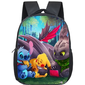 

Pokemon Pikachu Snorlax Printing SchoolBag Charmander Boy Girl School Backpack Eevee Children Students Kindergarten Rucksack