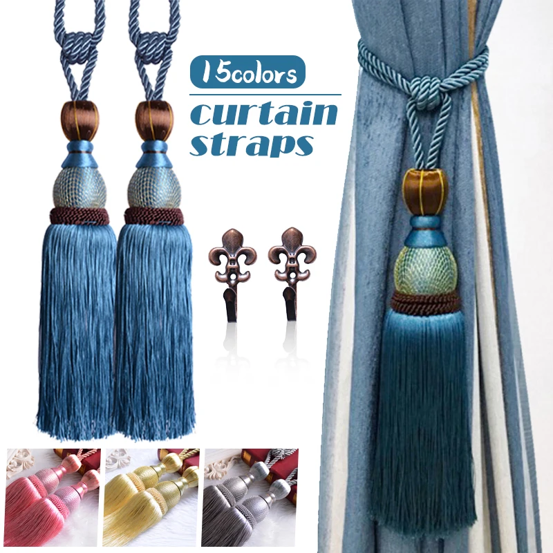 

2Pcs Curtain Tiebacks Tassel Curtain Beaded Ball Curtain Tie Backs Holdbacks Drape Decorative Curtain Holder Accessories