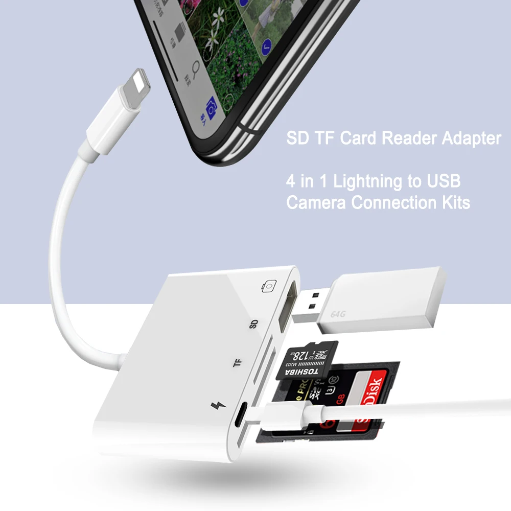 4 в 1 SD TF карта камера соединительные комплекты для Lightning к USB 3 камера ридер адаптер для iPhone/iPad все серии otg адаптер
