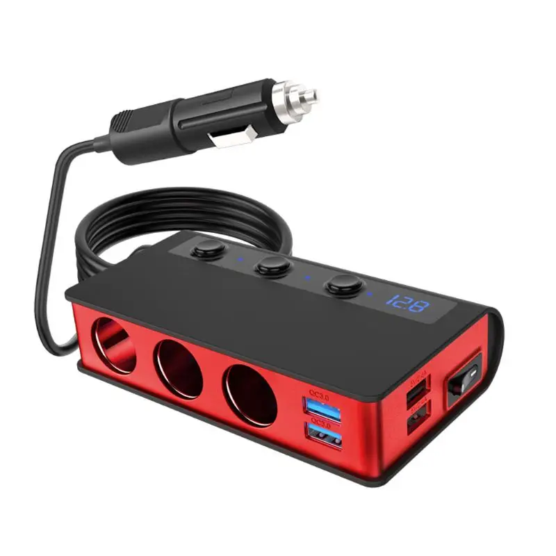 12 V/24 V 3x Разветвитель Прикуривателя QC 3,0 4x для быстрой зарядки с usb-портом, Зарядное устройство вольтметр Мощность выключатель света для мобильного телефона gps