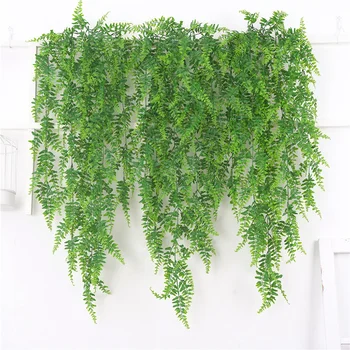 

122cm Artificial Pearls Fleshy Green Vine Ivy Branches Wall Hanging Plastic Rattan Plant Home Wedding Decoration Flowers