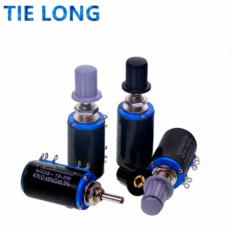 WXD3-13-2W Wirewound Potentiometer Resistance 100R 470R 1K 4.7K 10K 22K 47K 100K&Omega; Ohm Linear Rotary Potentiometer with Knob linear potentiometer rotary potentiometer