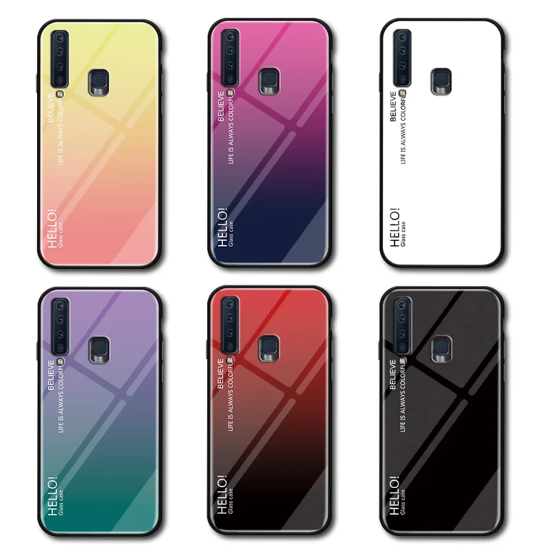 Градиентные чехлы из закаленного стекла для телефонов Samsung A9 A7 2018 A750 A30 A50 M10 M20 M30 A6S