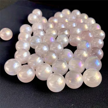 천연 무지개 크리스탈 볼, 로즈 쿼츠 구, 아우라 엔젤 차크라, 전기 도금 Orb 미네랄 힐링 마사지