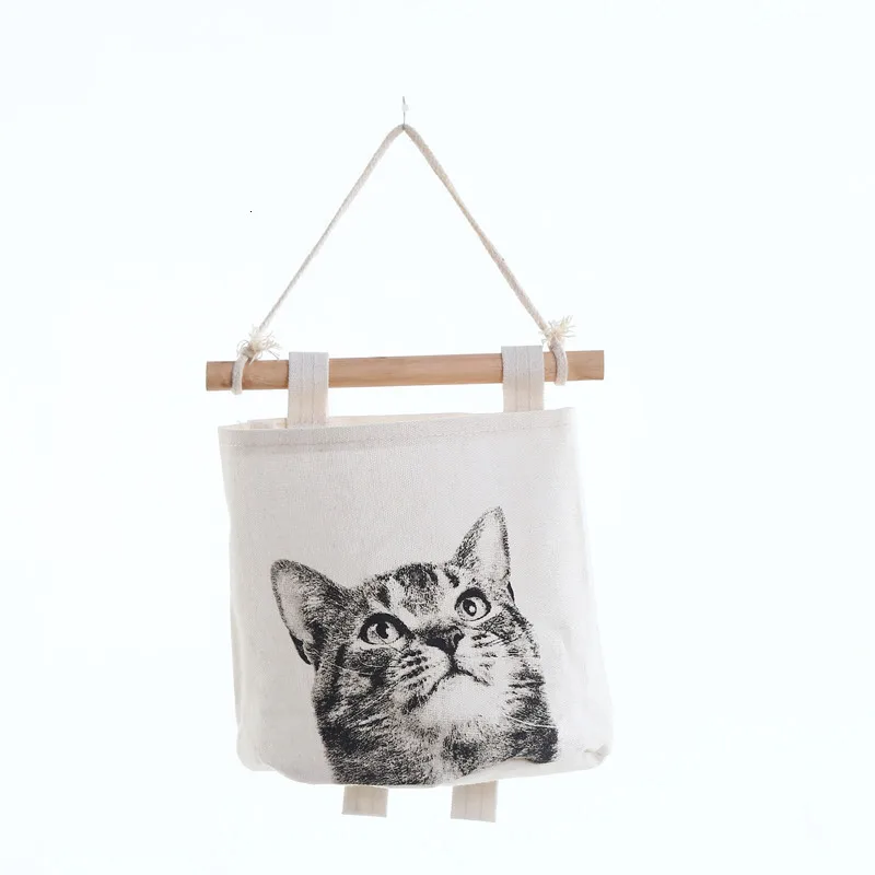 Новая висячая Сумка Kitty, сумка для хранения мусора, одиночный карман с животным узором, маленькая сумка для хранения за дверью
