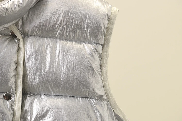 Большие размеры XL-4XL пуговица двубортный яркий металлический цвет длинный хлопковый мягкий зимний жилет куртка пальто Chaleco Mujer женские парки