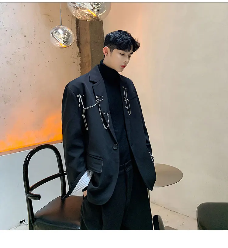 Мужской Блейзер, пиджак, Блейзер, клубный Повседневный chaquetas para show, дизайнерские куртки, diablo, костюмы черного цвета, СВОБОДНЫЙ Модный костюм