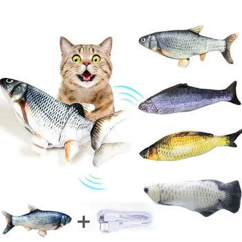 

30CM Electronic Pet Cat Catnip Toy Electric USB Charging Simulation Fish Dog Cat Playing Biting Chewing Training Pets Supplies
