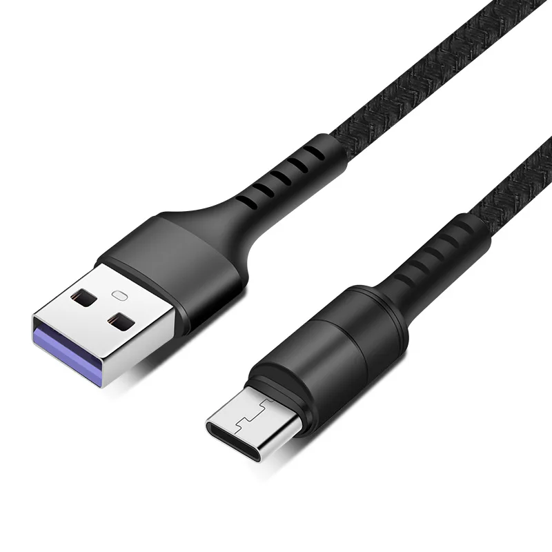 Usb type-C кабель 5А быстрая зарядка плетеный провод для huawei samsung Xiaomi Redmi Note10 черный/синий/красный