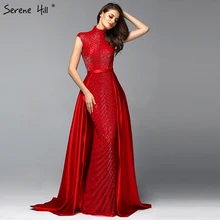 Новейший дизайн, красные вечерние платья с высоким воротом, Дубай, Роскошные вечерние платья без рукавов с бусинами, Серен Хилл, LA60866