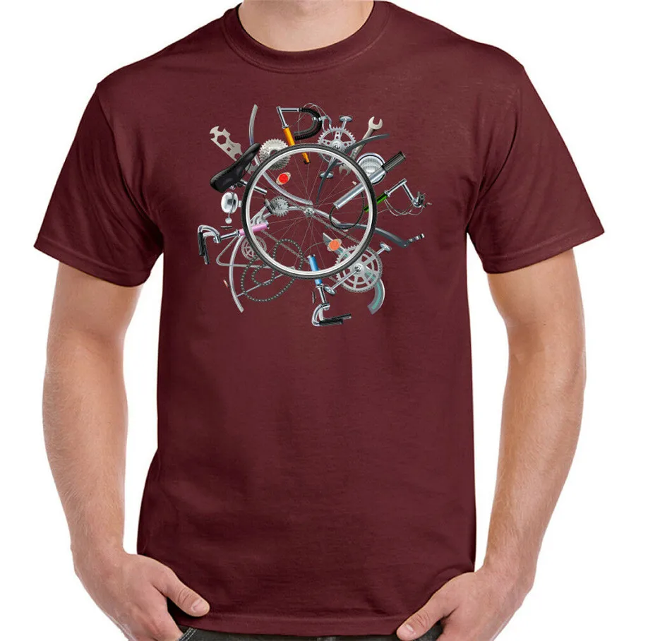 Cycling Bicycle Parts Mens Funny Cyclists T-Shirt Mtb Bmx Racer Road Bike Tour Trendy Streetwear Tee Shirt |