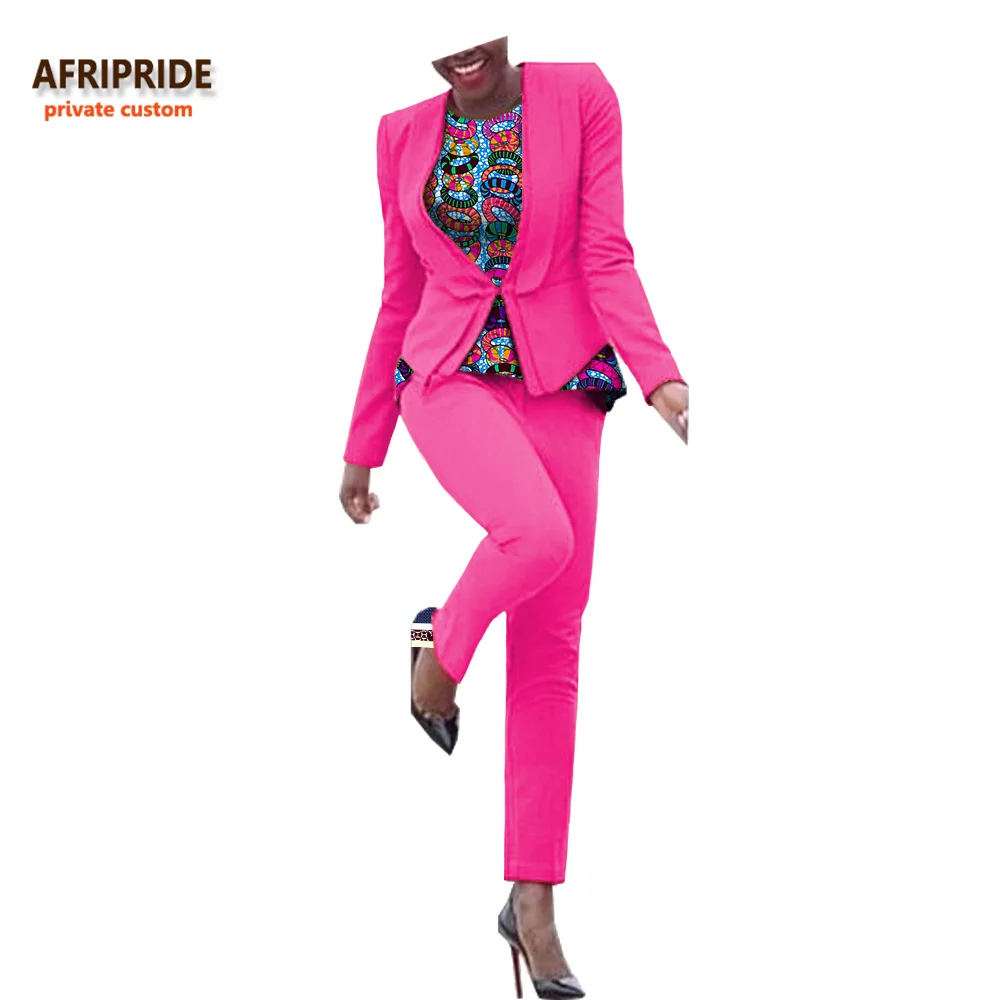 Африканский Весенний костюм из 3 предметов для женщин AFRIPRIDE пальто на одной пуговице+ рубашка без рукавов+ брюки длиной до щиколотки костюм A722667 - Цвет: 575J