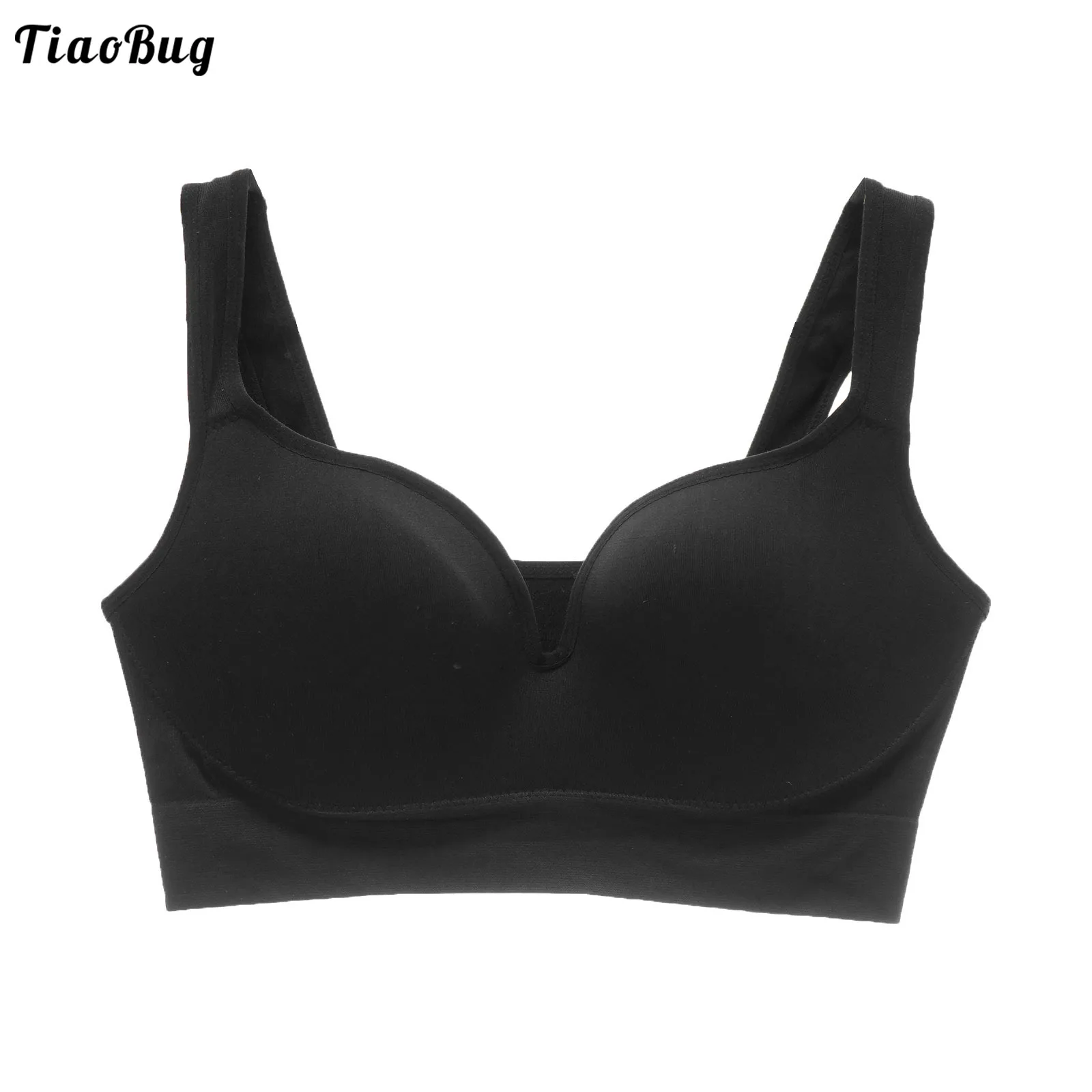 

TiaoBug Women Pure Color Padded Three-Quarter Cup Bras U Shape Open Back Without Rims Shockproof Gym Yoga Running Sport Bras Top