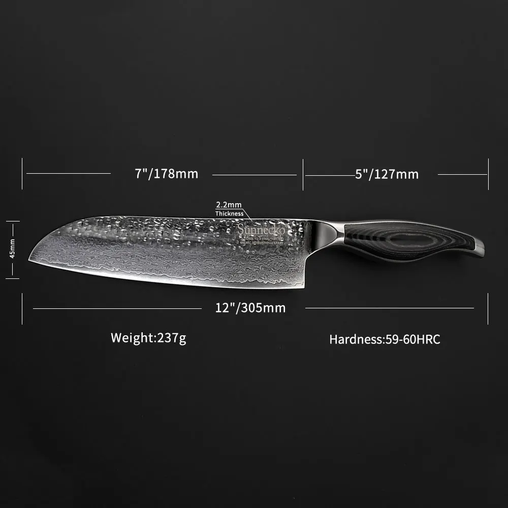 SUNNECKO дамасский шеф поварский нож хозяйственный santoku японский VG10 стальной