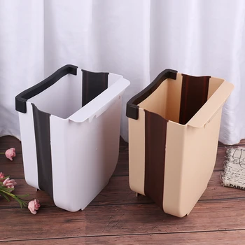 

5L Wall-mounted Folding Trash Bin Kitchen Cabinet Door Hanging Trash Bin Trash Can High Quality