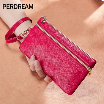 

2019 new genuine leather hand purse ladies long wrist strap first layer cowhide coin purse large capacity mobile phone bag