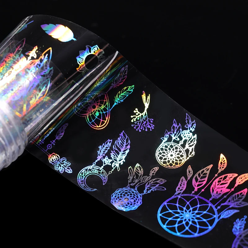 1 рулон, 3D Голографическая фольга для ногтей, цветочный дизайн, временные снежинки с лазерным блеском, переводные наклейки для украшения ногтей - Цвет: pattern 10