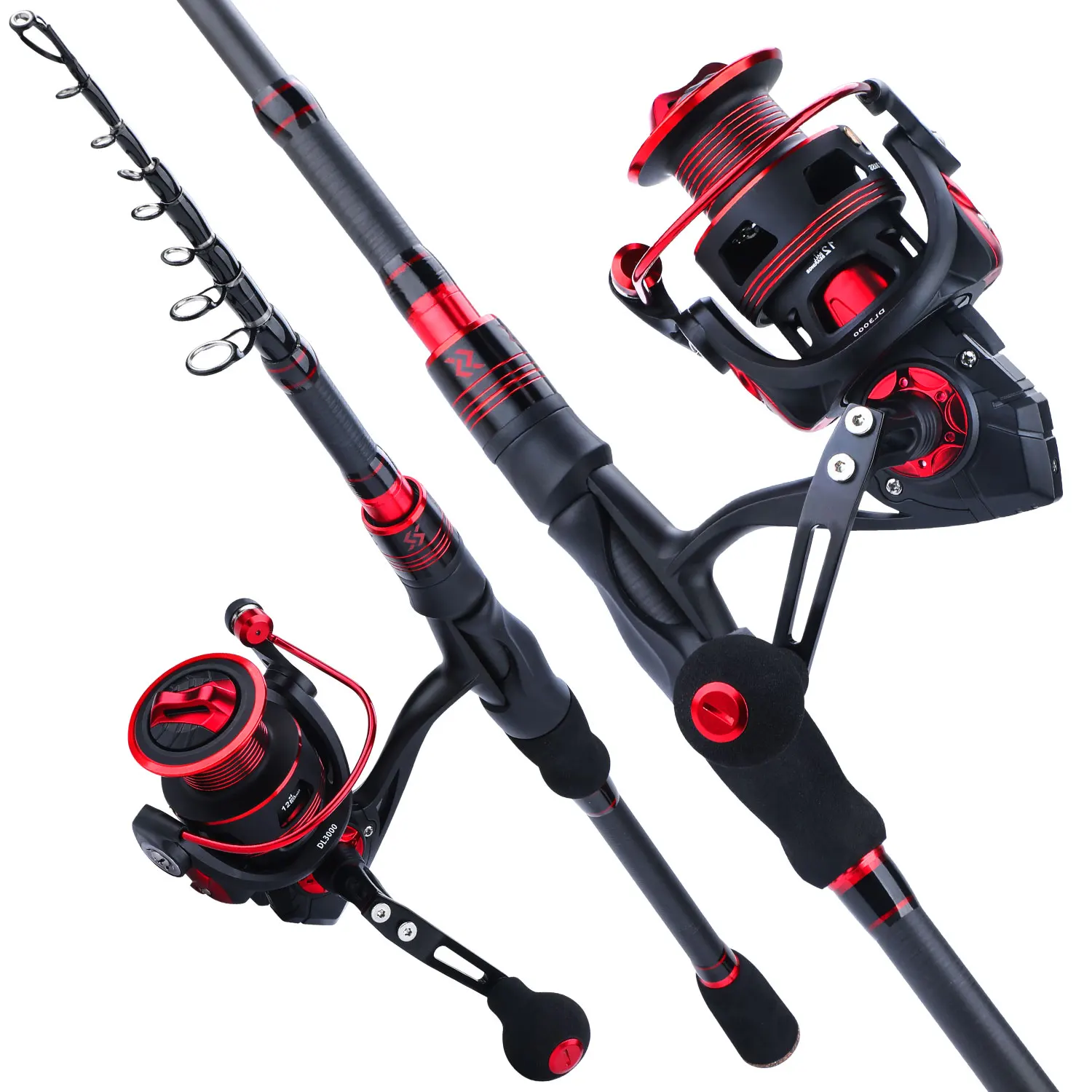 

Sougayilang 1.8M2.1M Spinning Fishing Rod Reel Combo Ultra Light Carbon Fiber Telescopic Rod and 12+1bb 5.2:1 GR Fishing Reel